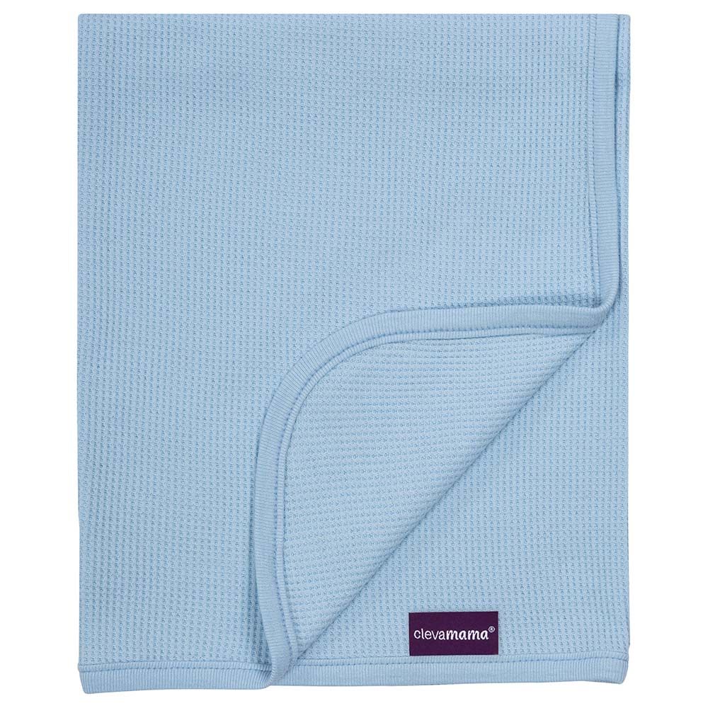 Clevamama - Waffle Weave Cotton Blanket Crib - 70x90cm - Blue