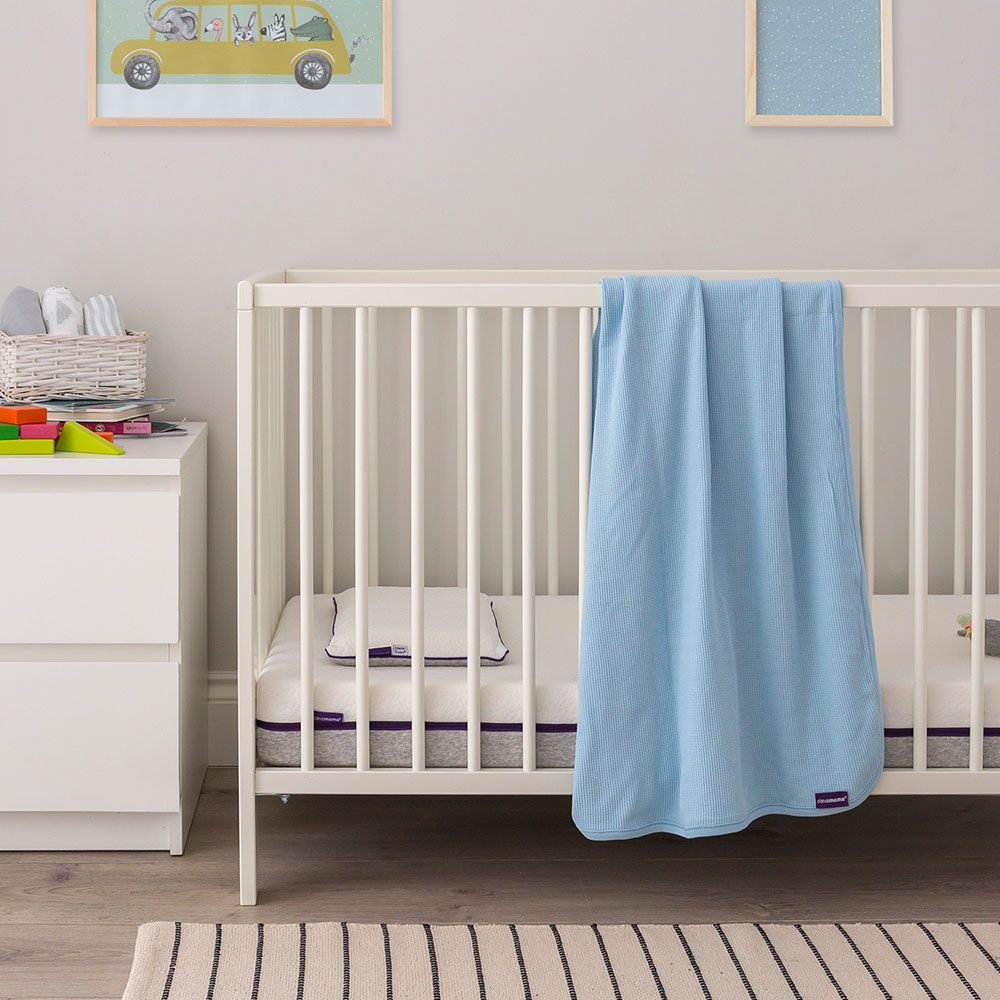 Clevamama - Waffle Weave Cotton Blanket Crib - 70x90cm - Blue