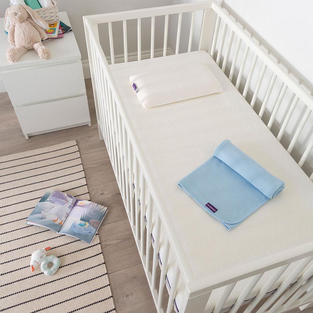 Clevamama - Waffle Weave Cotton Blanket Cot - 120x140cm - Blue