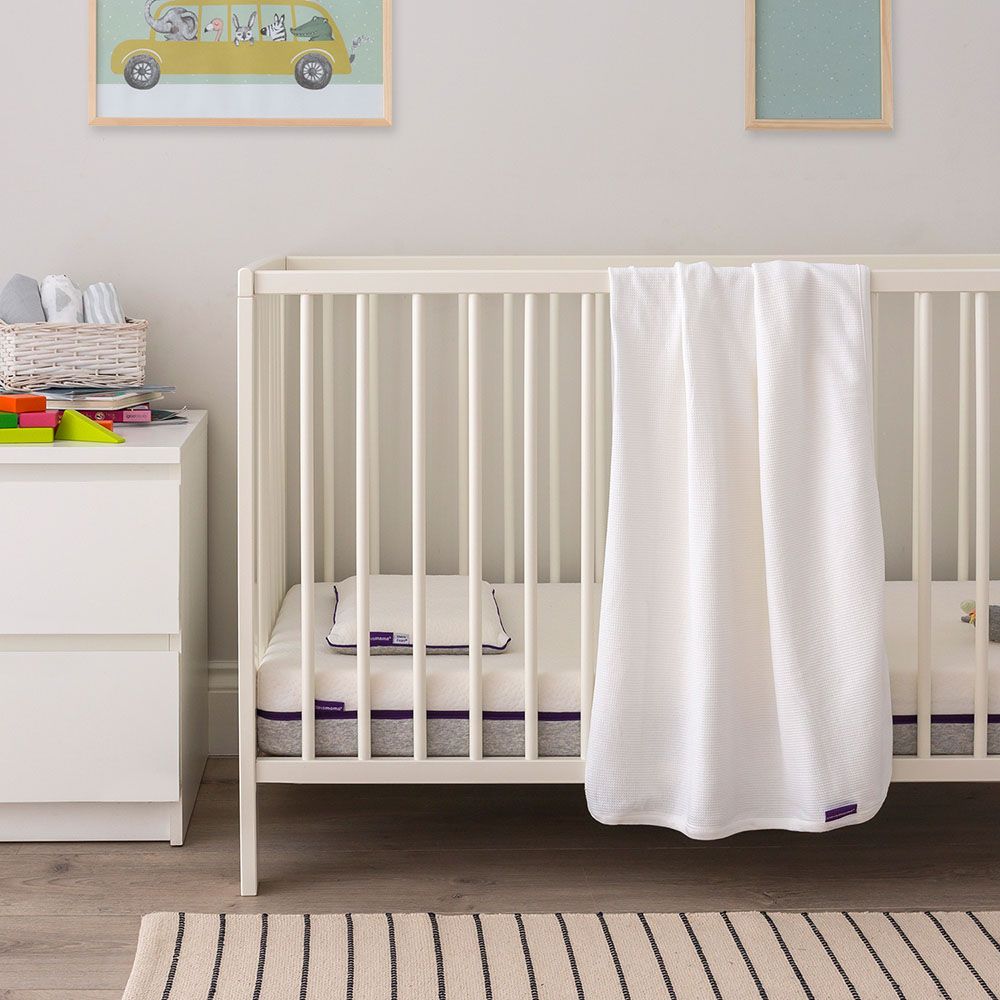 Clevamama - Waffle Weave Cotton Blanket Cot - 120x140cm - White