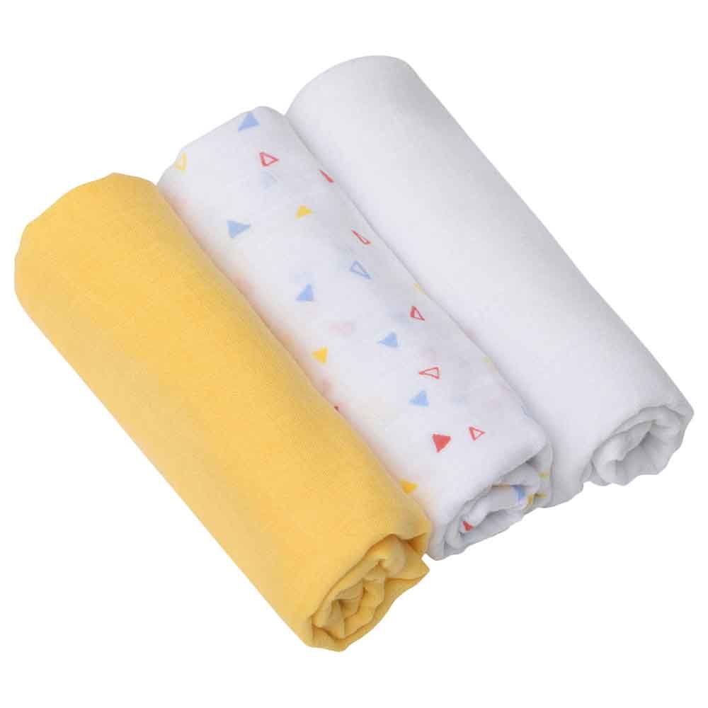 Clevamama - Muslin Cloth Set - Yellow - Pack Of 3