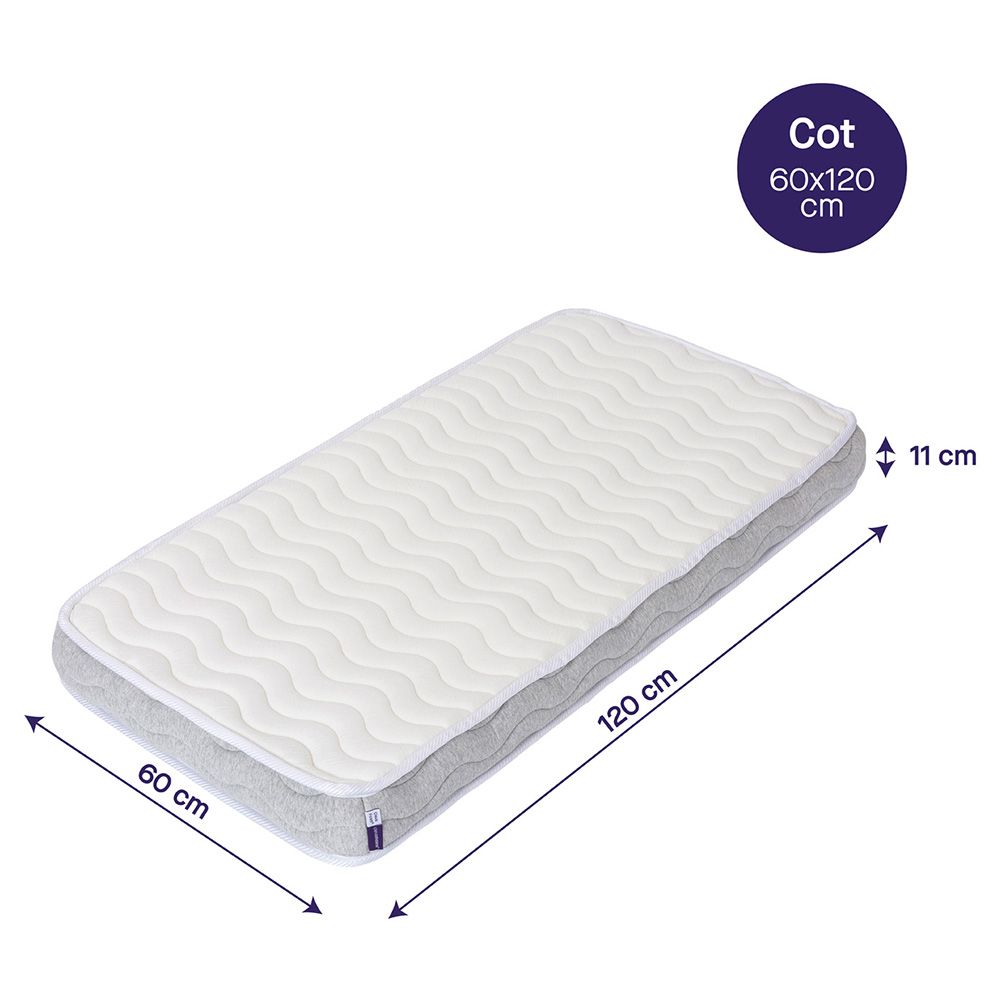 Clevamama - Pocket Sprung Cot Mattress 60 x 120 x 11 cm - White