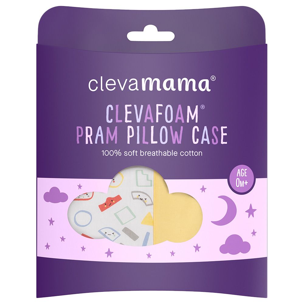 Clevamama - Pram Pillow Case - Grey/Yellow