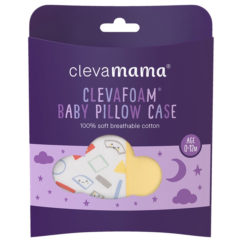 Clevamama - Baby Pillow Case - Grey/Yellow