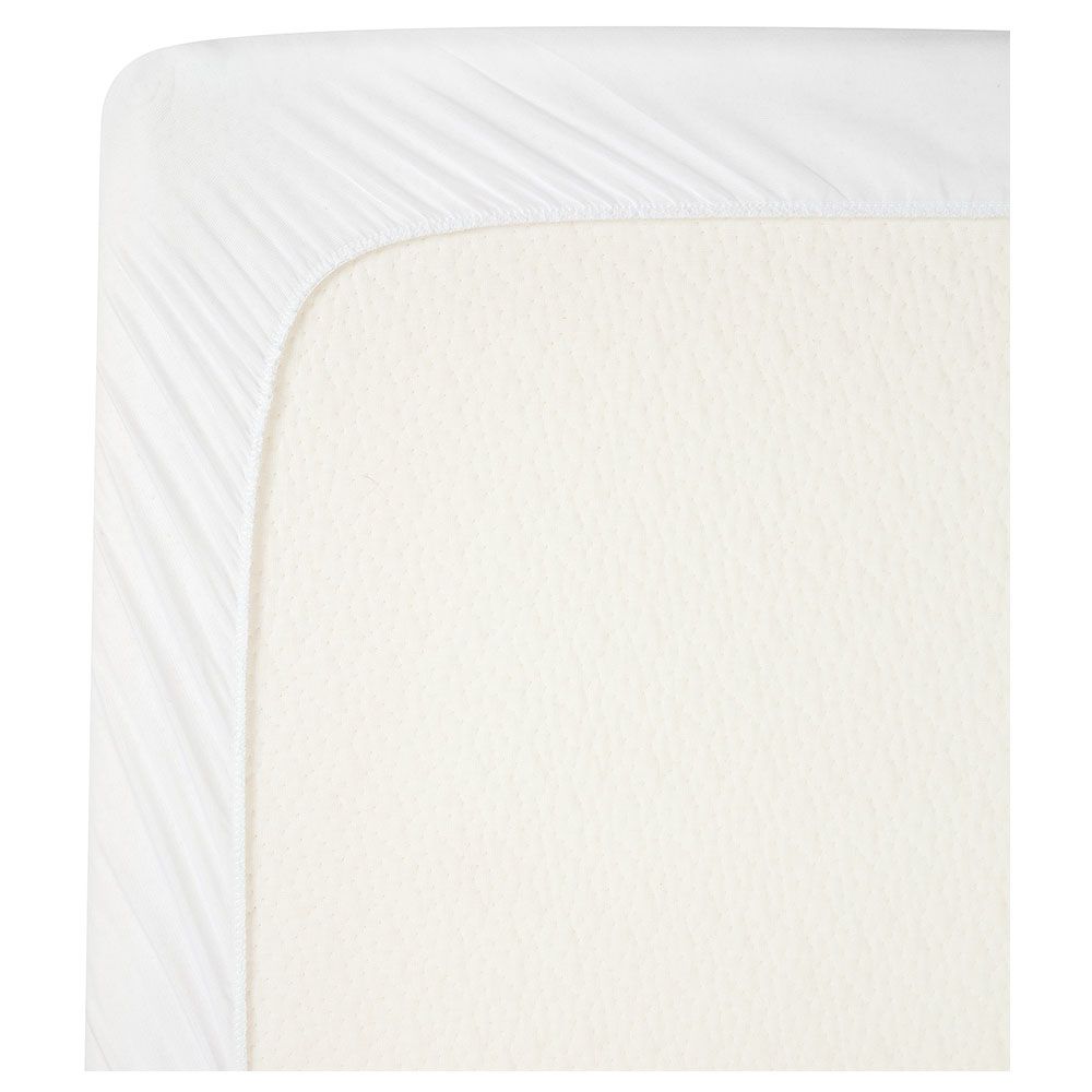 Clevamama - Brushed Cotton Crib Mattress Protector - White