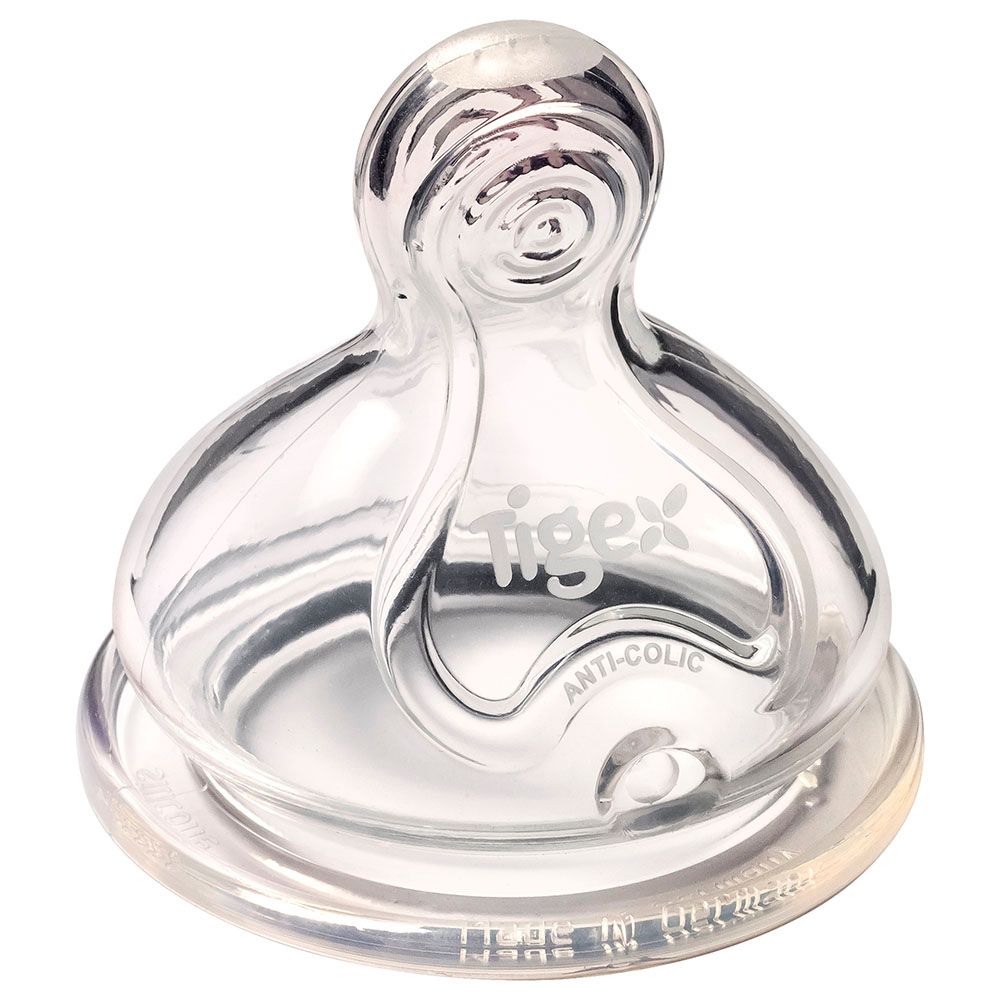 Tigex - Autonomy+ Wide Neck Silicone Teats 6m+ - Pack of 2 - Clear