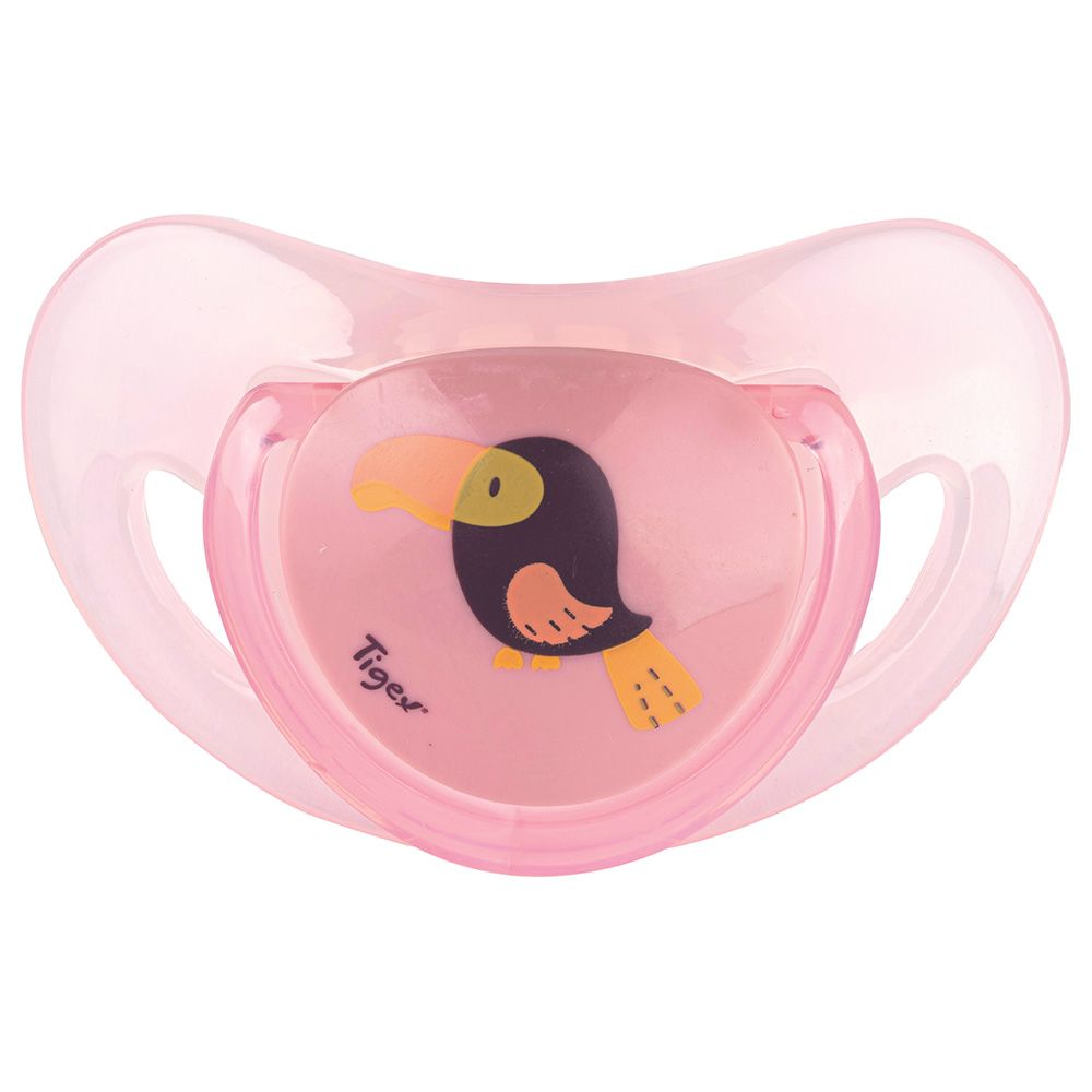 Tigex - Smart Silicone Pacifiers 6m+ - Pack of 2 - Toucan Girl - Pink