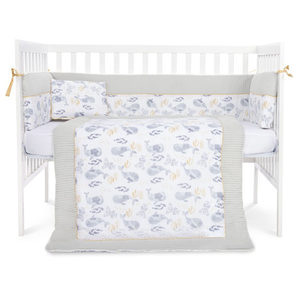 Nini - Muslin Crib Bedding 4pc-Set - Deep Grey