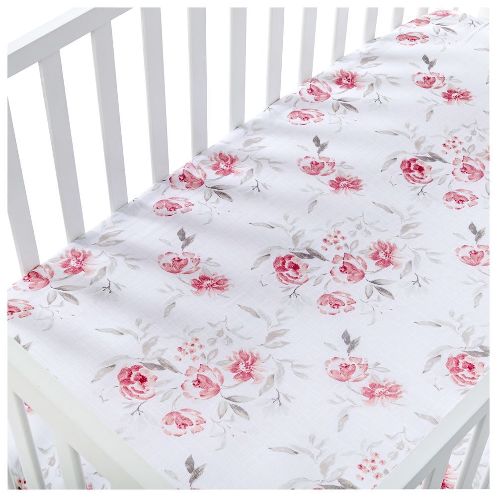 Nini - Crib Fitted Sheet - Blush Rose