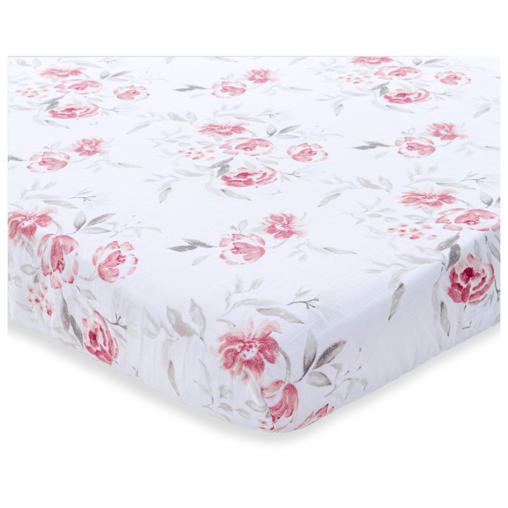 Nini - Crib Fitted Sheet - Blush Rose