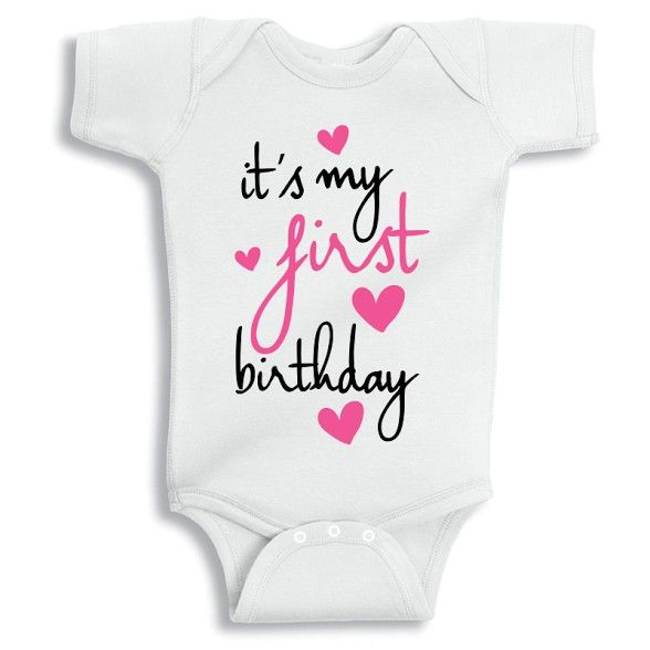 Twinkle Hands - It's my First Birthday Onesie - Pink Heart