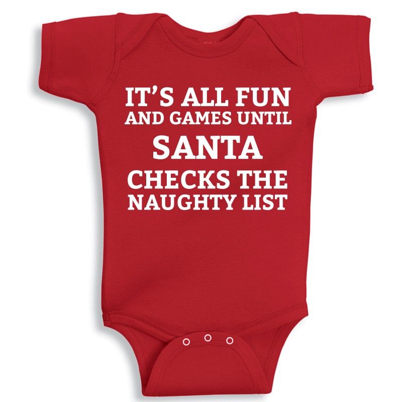 Twinkle Hands - Christmas - Naughty Check List Baby Onesie