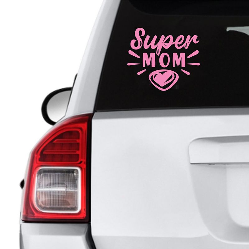 Twinkle Hands - Super Mom Decal Car Sticker - Pink Heart