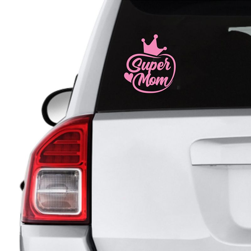 Twinkle Hands - Super Mom Decal Car Sticker - Pink Crown