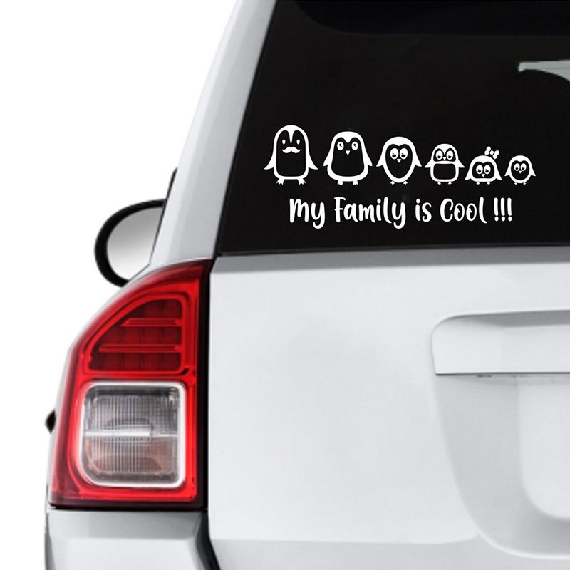 Twinkle Hands - Cool Penguin Family Car Sticker - White