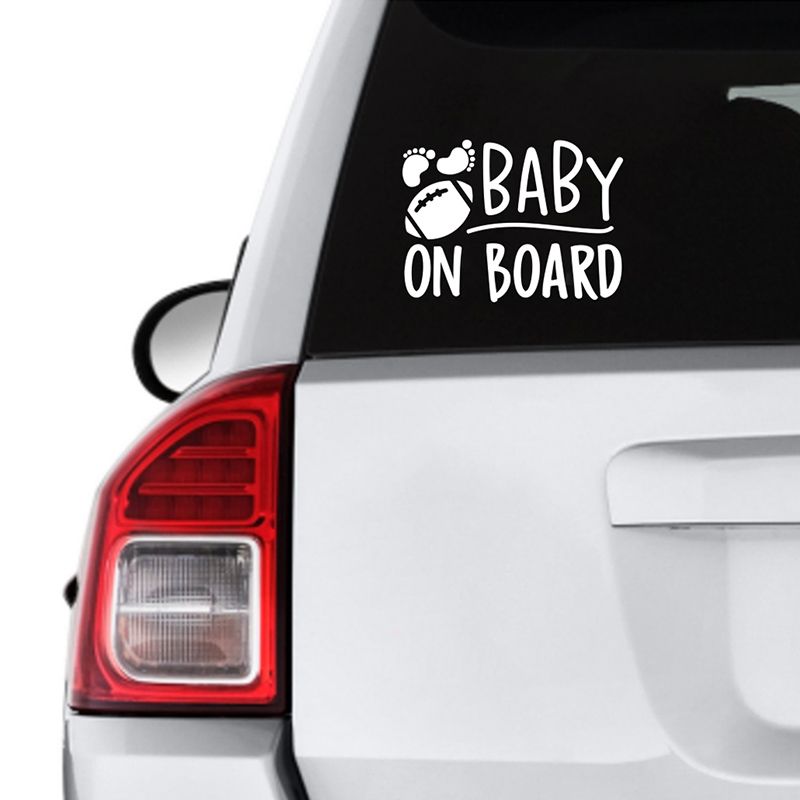 Twinkle Hands - Baby On Board Football Car Sticker - White