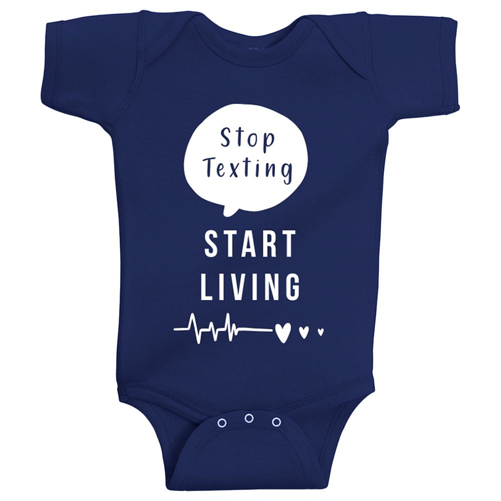 Twinkle Hands - Stop Texting Start Living Baby Onesie - Blue