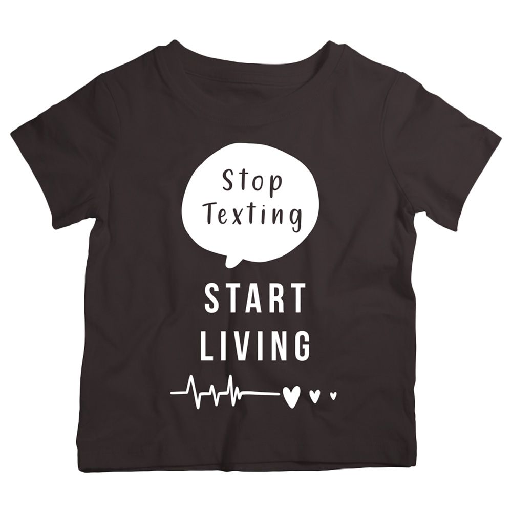 تونكل هاندز تي شيرت Stop Texting Start Living أسود