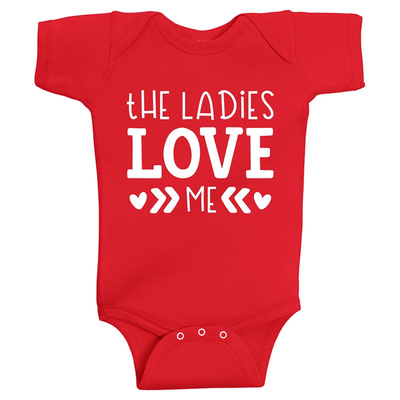 Twinkle Hands - The Ladies Love Me Baby Onesie - Red