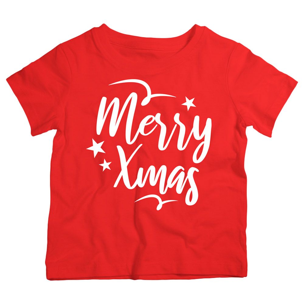 Twinkle Hands - Merry Christmas Cotton T-Shirt - Red