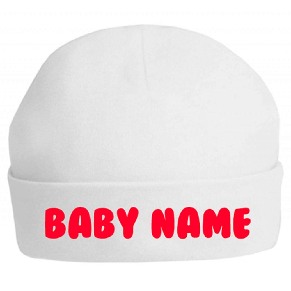 Twinkle Hands - Personalised Baby Cap Beanie - Red font