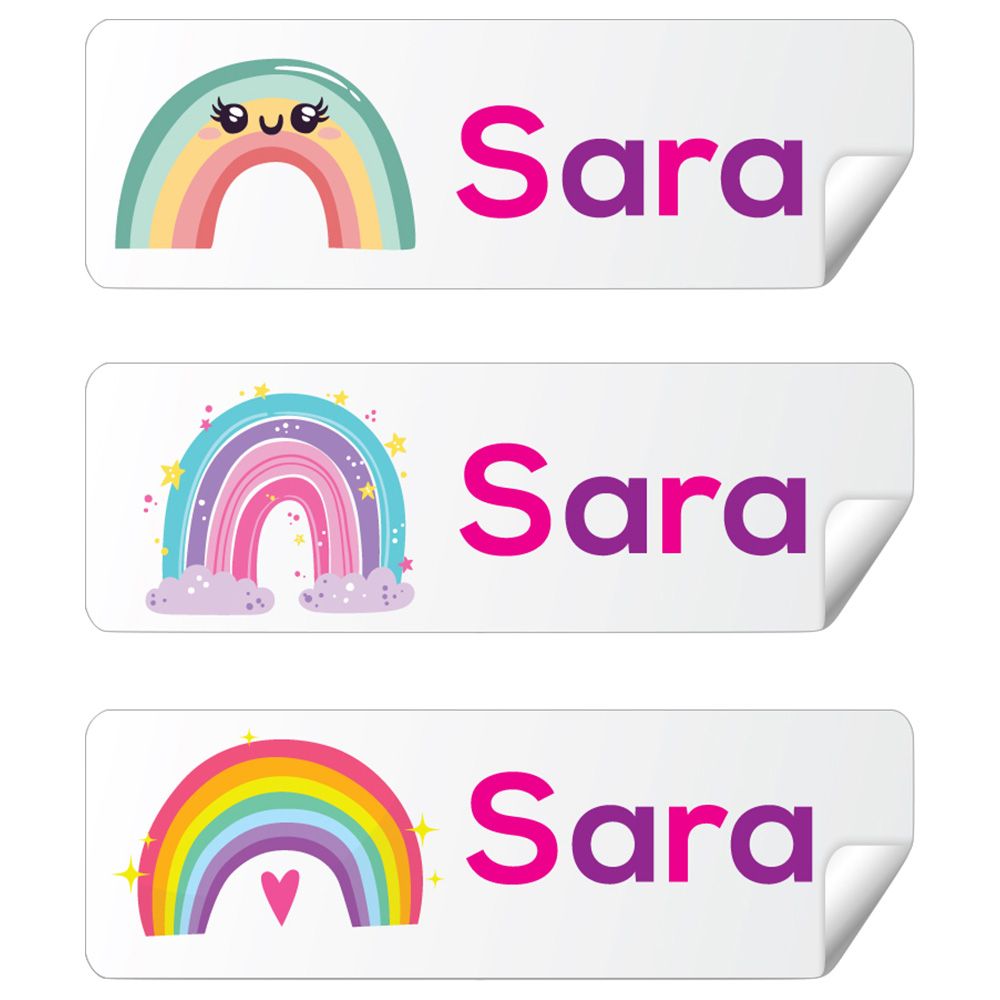 Twinkle Hands Personalized Waterproof Labels-I Love Rainbows