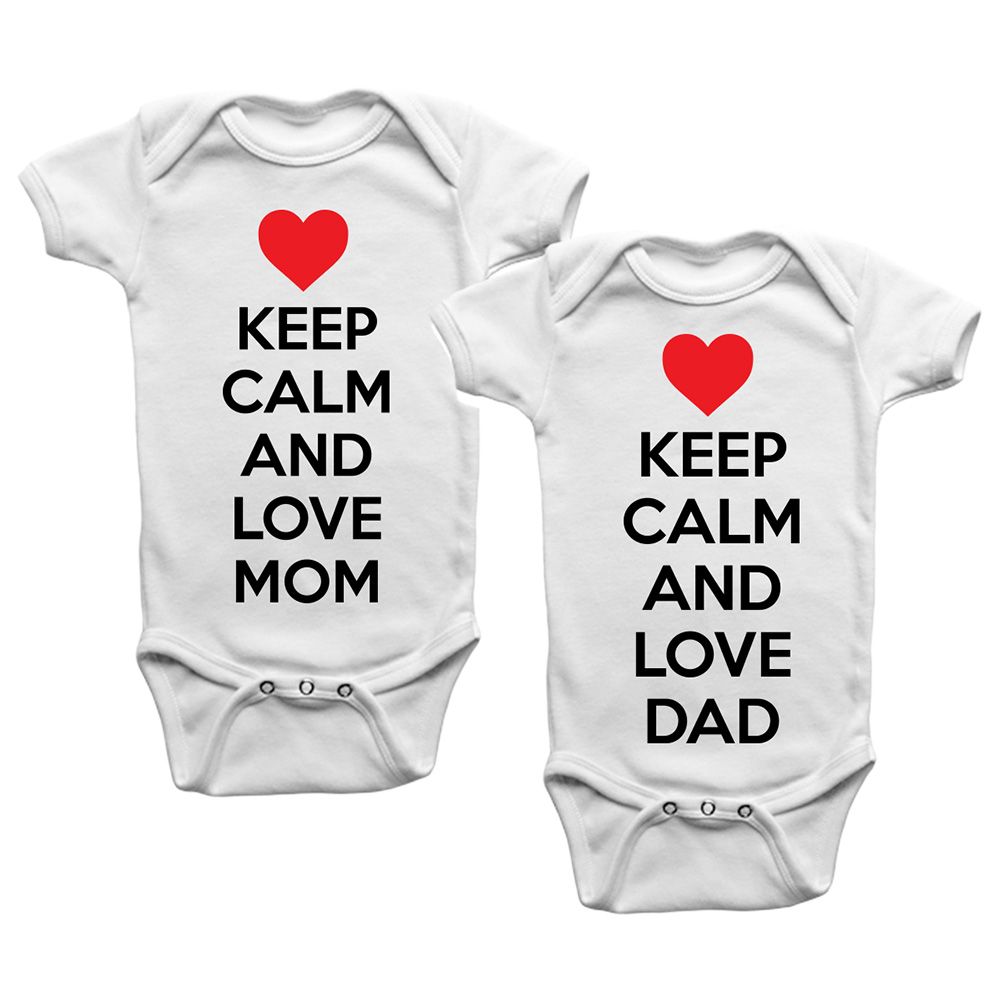 ليميتد إديشن تبان بربتوز Keep Calm Love Mom Dad قطعتين للتوأم