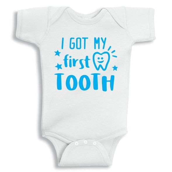 Twinkle Hands - I Got My First Tooth Onesie - Blue