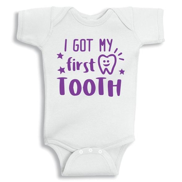 Twinkle Hands - I Got My First Tooth Onesie - Purple