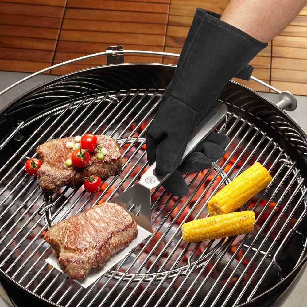 Gefu - BBQ Premium Barbecue Leather & Suede Gloves - Black