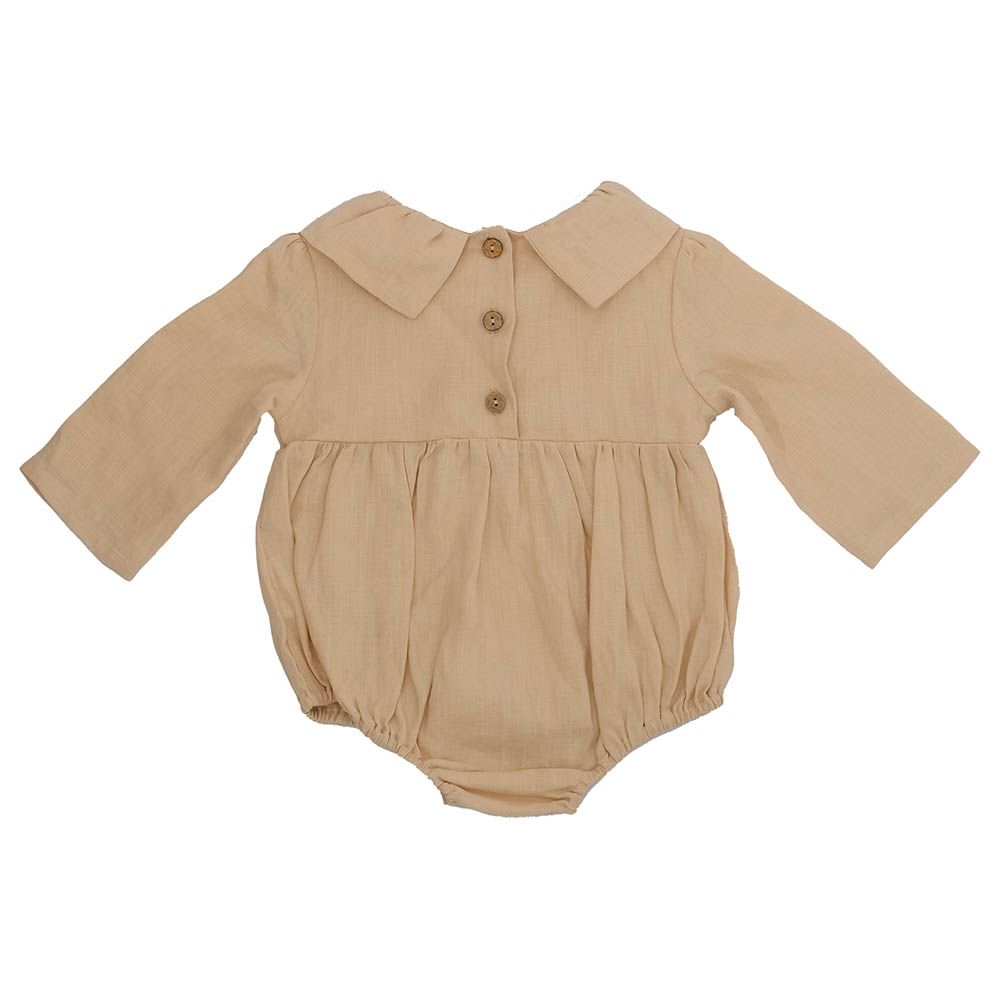 Kyara - Pure Linen Solid Onesie - Beige