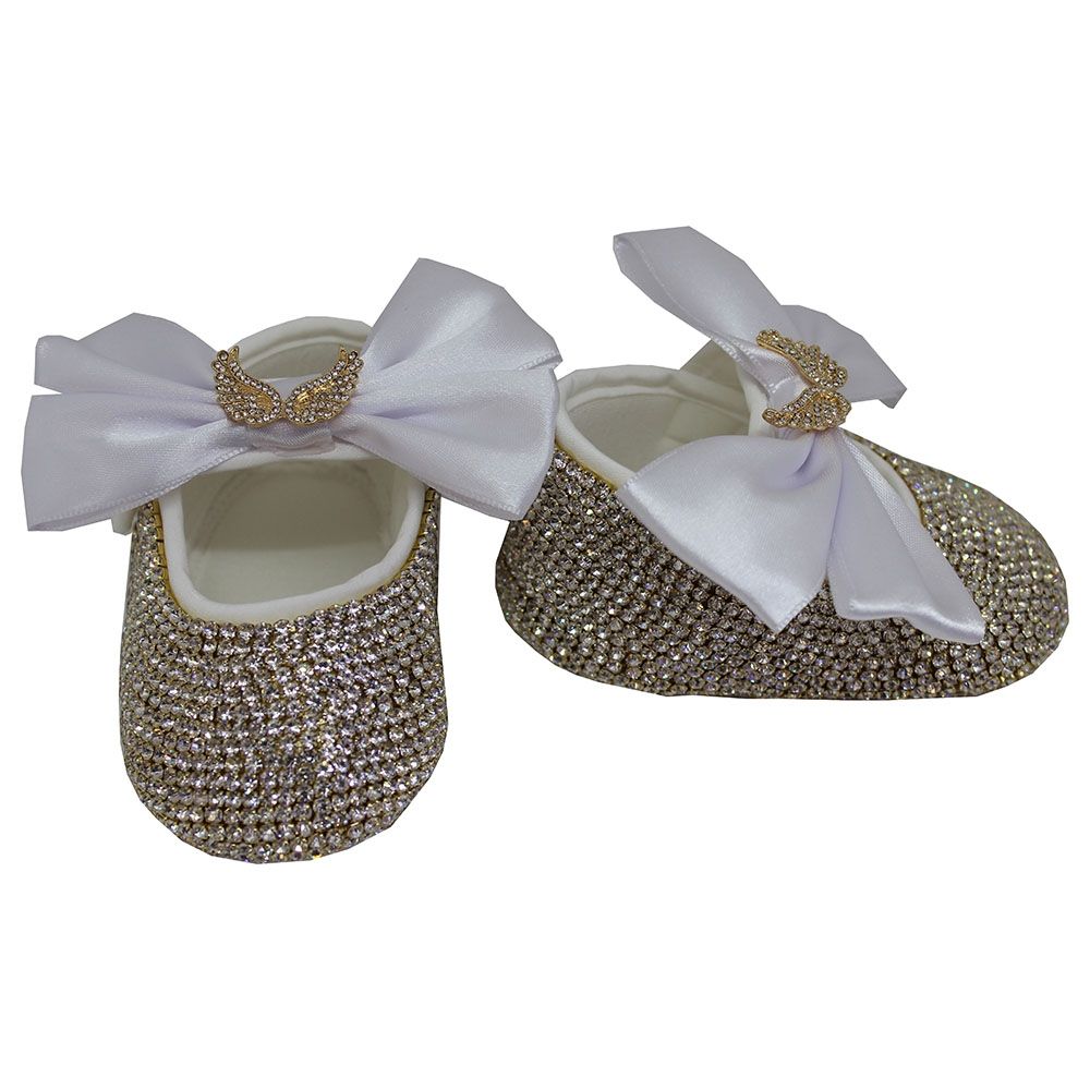 Mini Plum - Bling Crystal Shoes - White