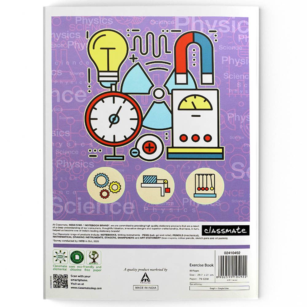 Classmate - Physic Notebook Graph + Single Line Pack of 6