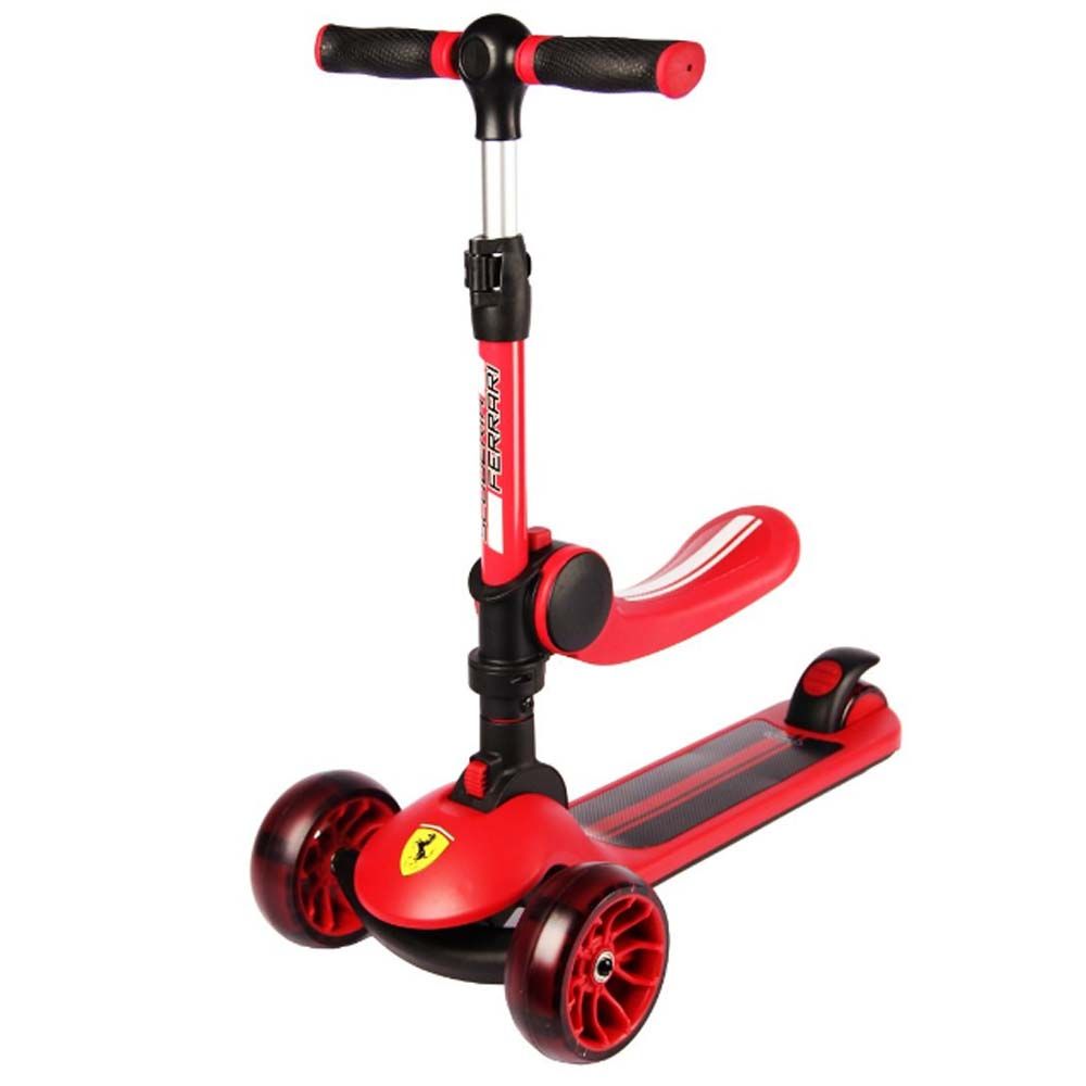 Ferrari - Twist Scooter For Kids W/ Adjustable Height - Red