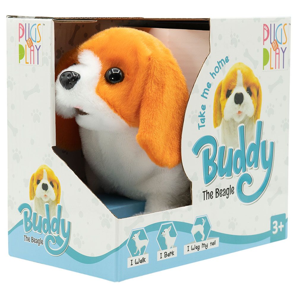 Pugs At Play - Buddy Walking Dog - White/Orange