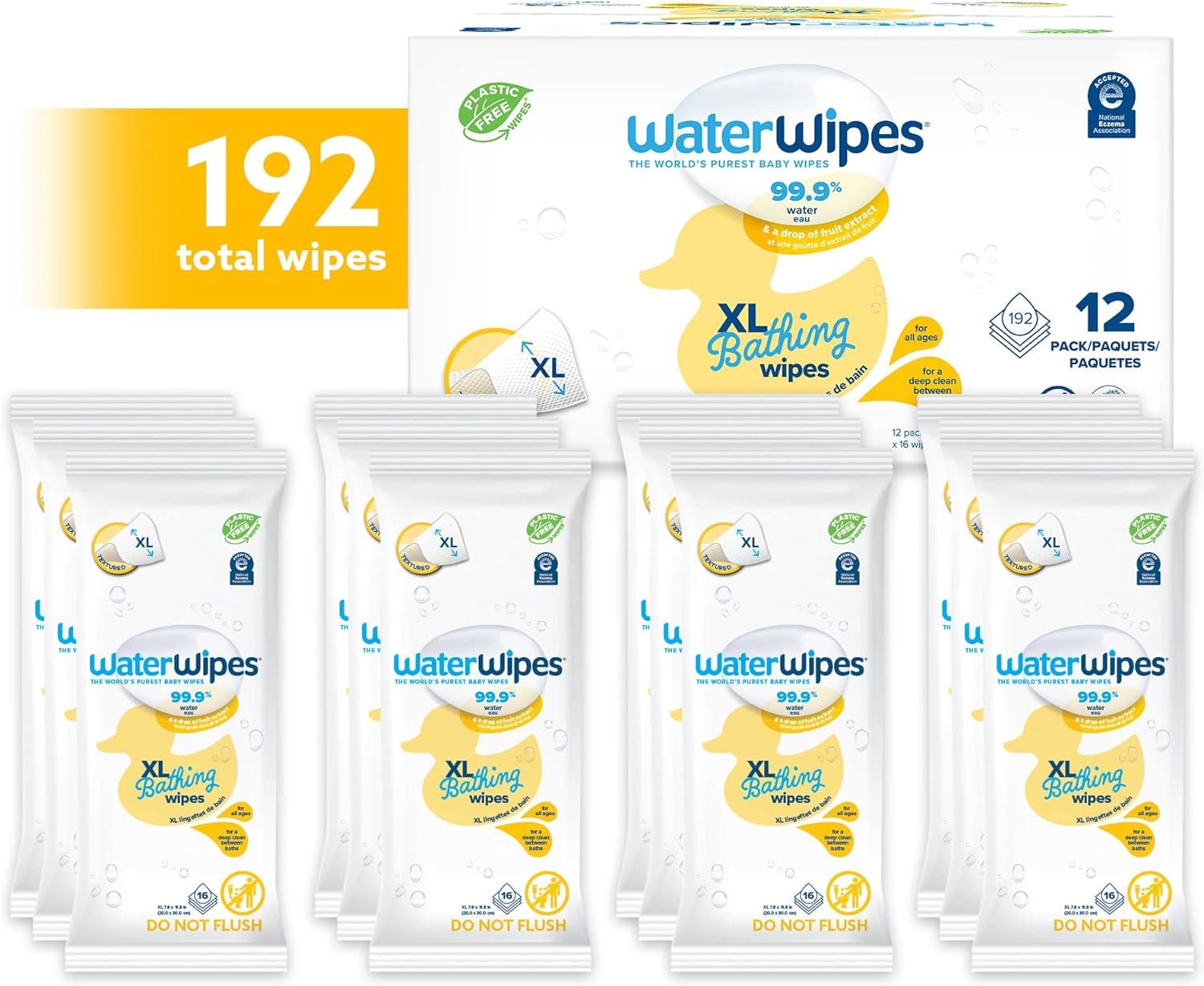 WaterWipes - Plastic-Free Bathing Wipes XL - 192pcs