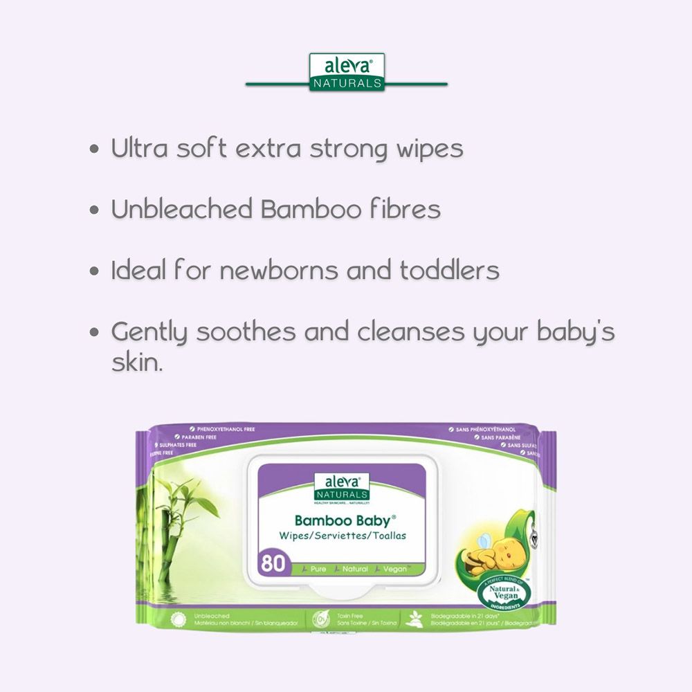 AlevaNaturals - Bamboo Baby Wipes - Club Pack Pack of 3 - 240pcs