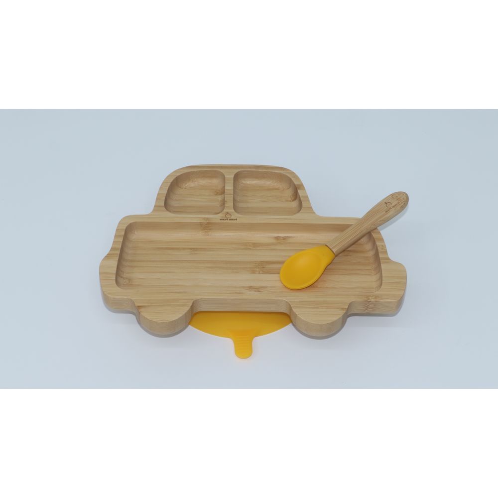 Mori Mori - Car Plate w/ Spoon & Silicone Suction - Yellow