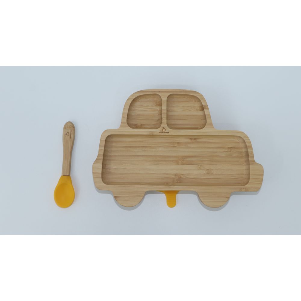 Mori Mori - Car Plate w/ Spoon & Silicone Suction - Yellow