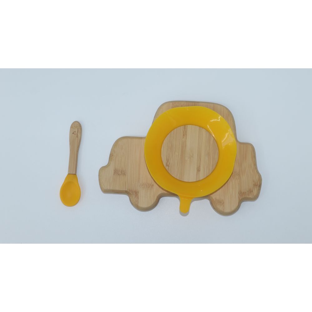 Mori Mori - Car Plate w/ Spoon & Silicone Suction - Yellow