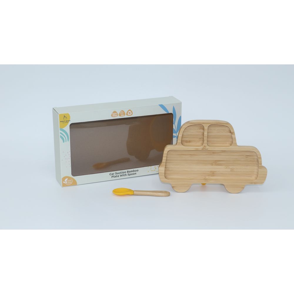 Mori Mori - Car Plate w/ Spoon & Silicone Suction - Yellow