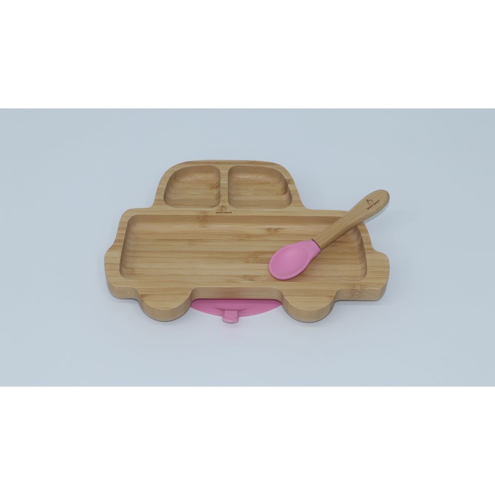 Mori Mori - Car Plate w/ Spoon & Silicone Suction - Pink