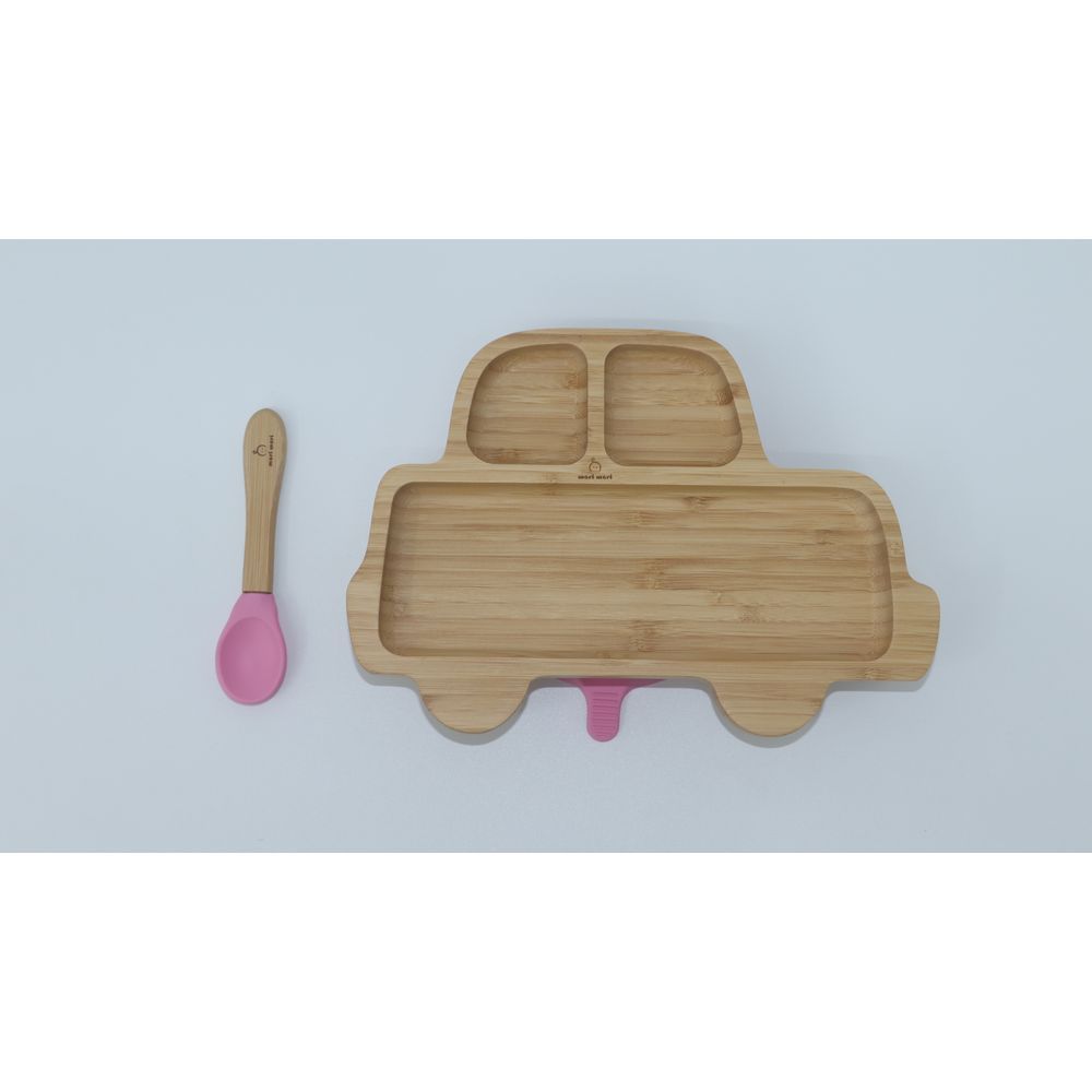 Mori Mori - Car Plate w/ Spoon & Silicone Suction - Pink