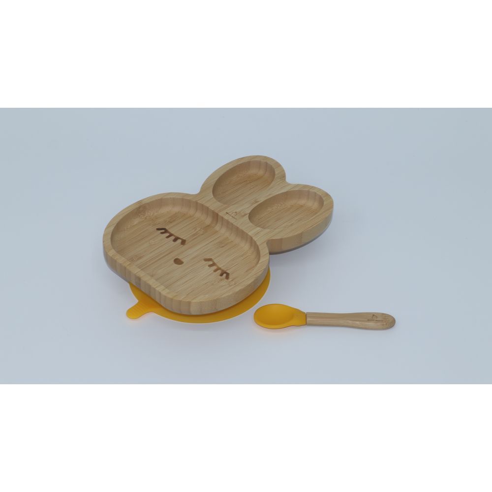 Mori Mori - Rabbit Plate w/ Spoon & Silicone Suction - Yellow