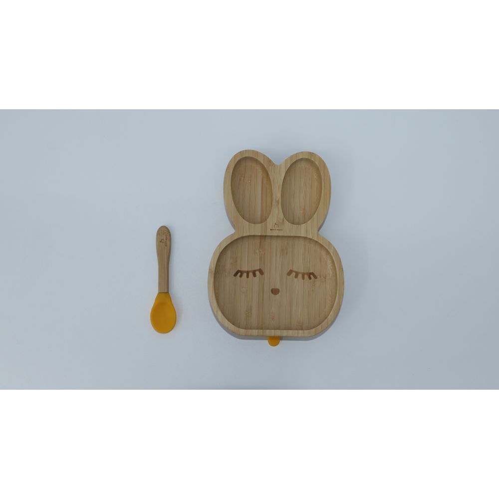 Mori Mori - Rabbit Plate w/ Spoon & Silicone Suction - Yellow