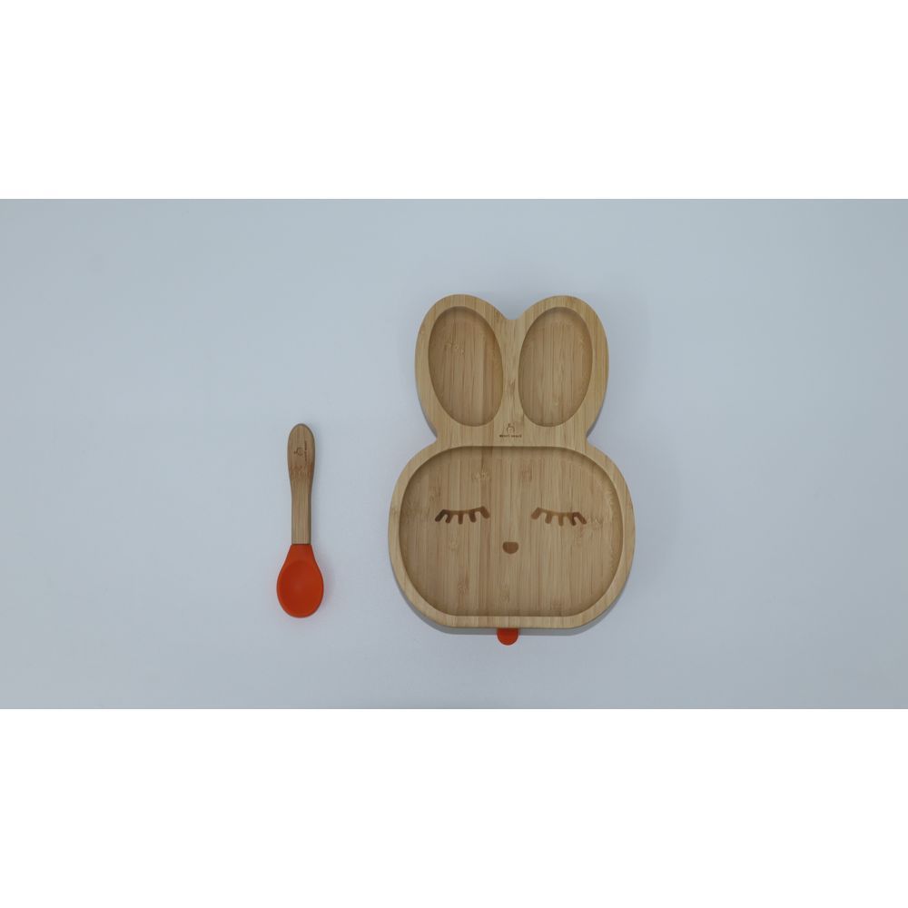 Mori Mori - Rabbit Plate w/ Spoon & Silicone Suction - Orange