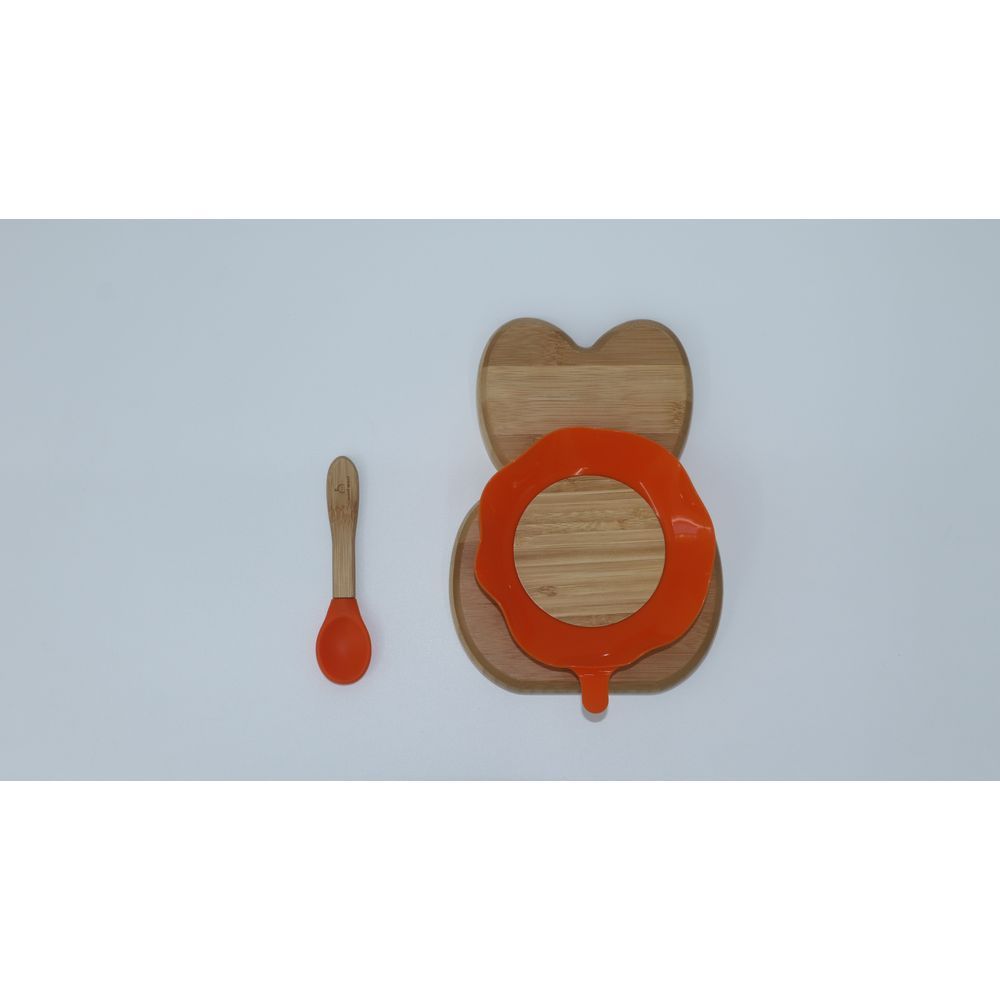 Mori Mori - Rabbit Plate w/ Spoon & Silicone Suction - Orange