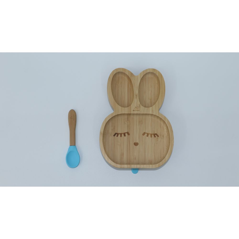 Mori Mori - Rabbit Plate w/ Spoon & Silicone Suction - Blue