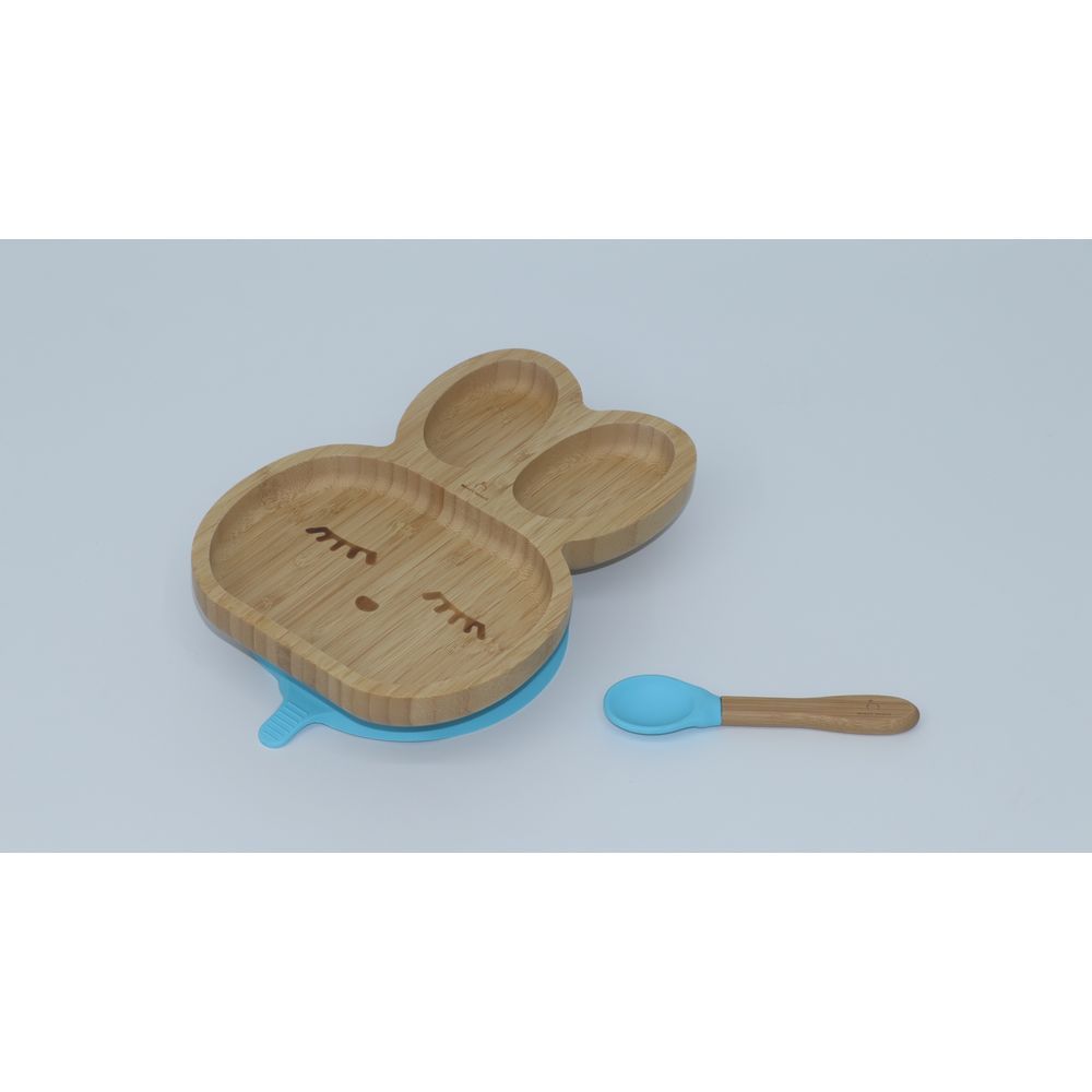 Mori Mori - Rabbit Plate w/ Spoon & Silicone Suction - Blue