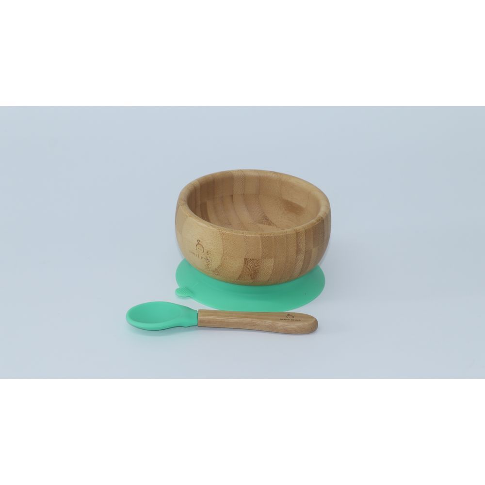 Mori Mori - Round Bowl w/ Spoon & Silicone Suction - Green 